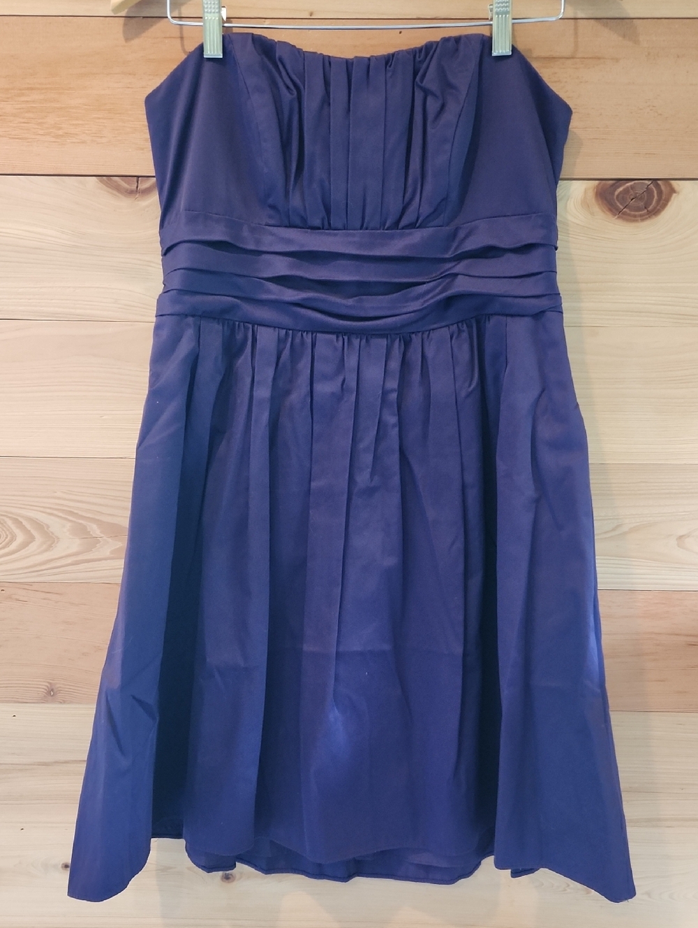 David's Bridal Purple Strapless A-Line Dress